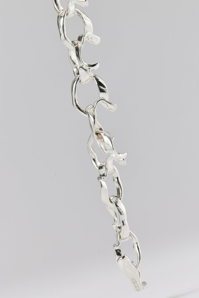 Hammer-crafted Silver Link Bracelet, Slim