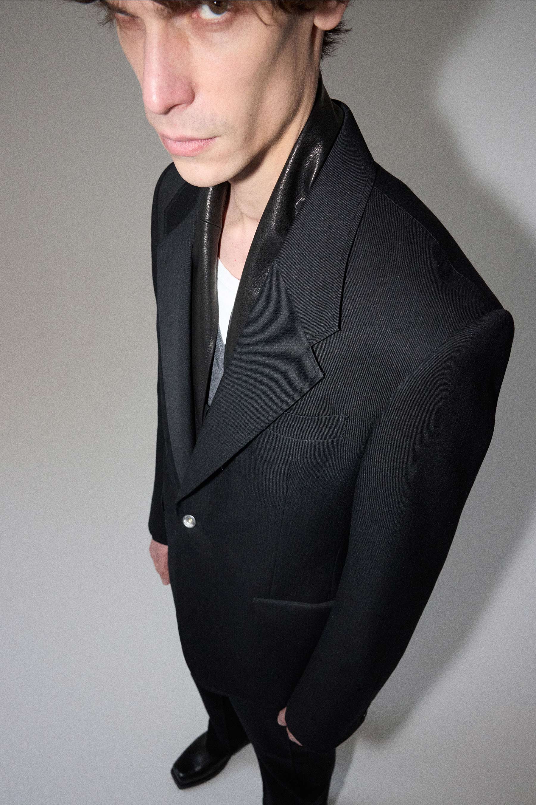 Black Full-Canvas Striped Wool Blazer