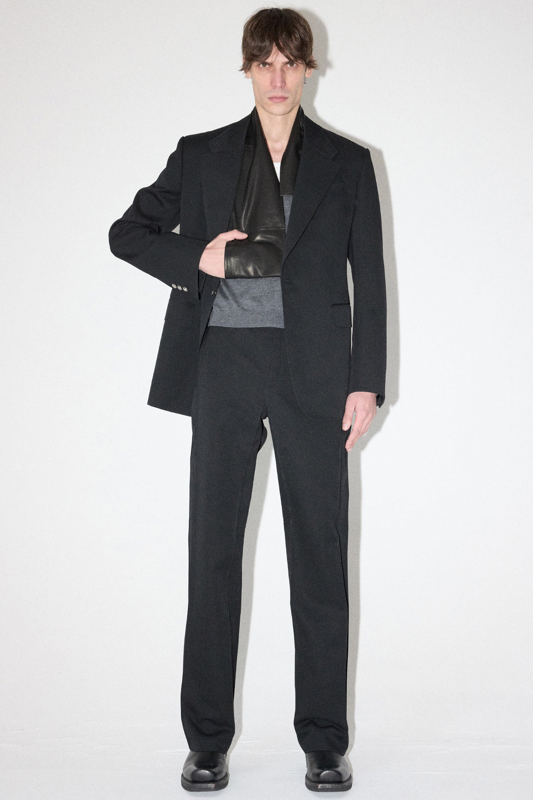 Black Full-Canvas Striped Wool Blazer
