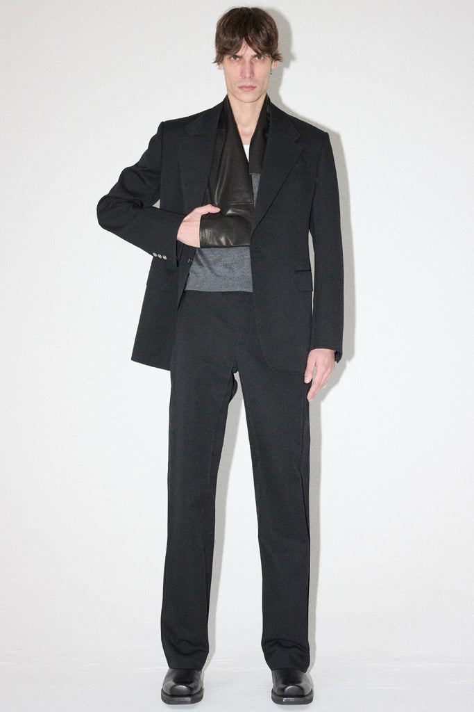 Black Full-Canvas Striped Wool Blazer