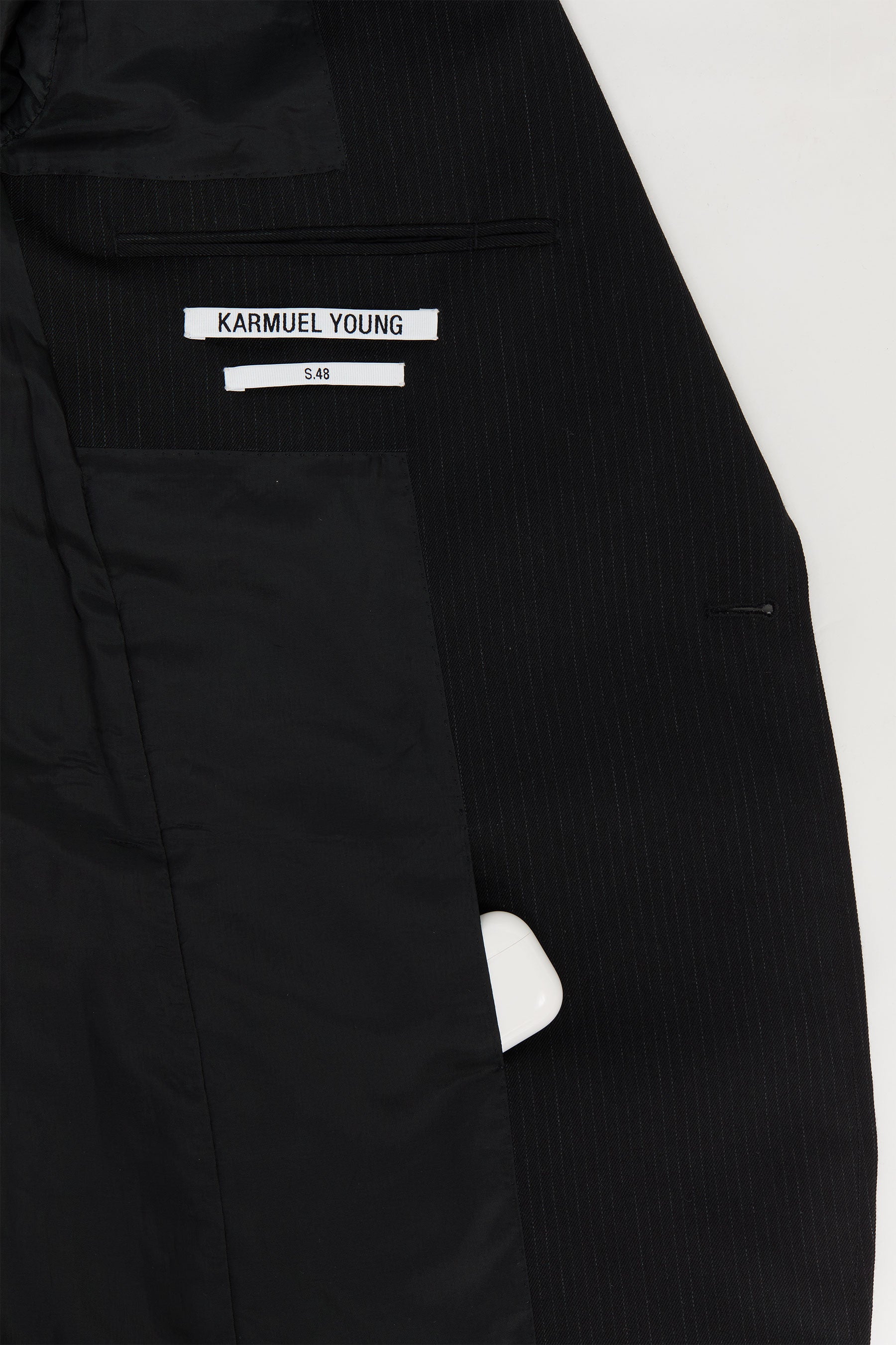 Black Full-Canvas Striped Wool Blazer