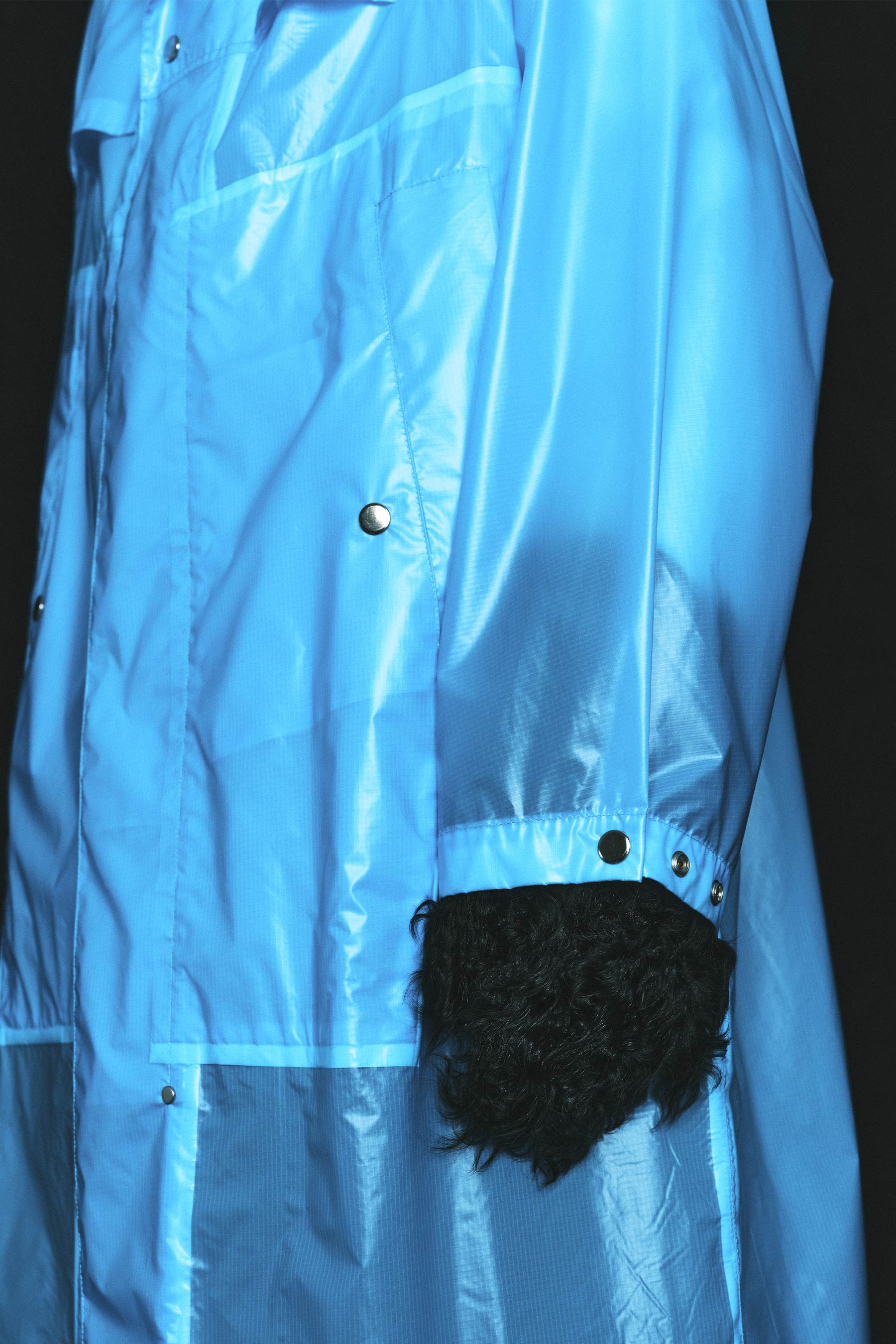 Blue Luminescent Waterproof Rectangle Oversized Coat