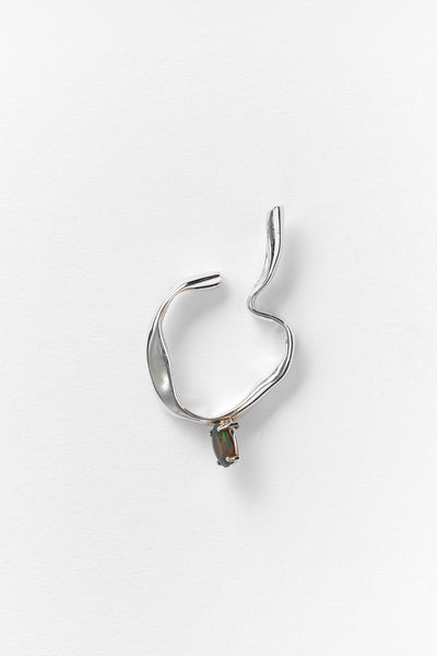 Black Opal Silver Ear Cuff