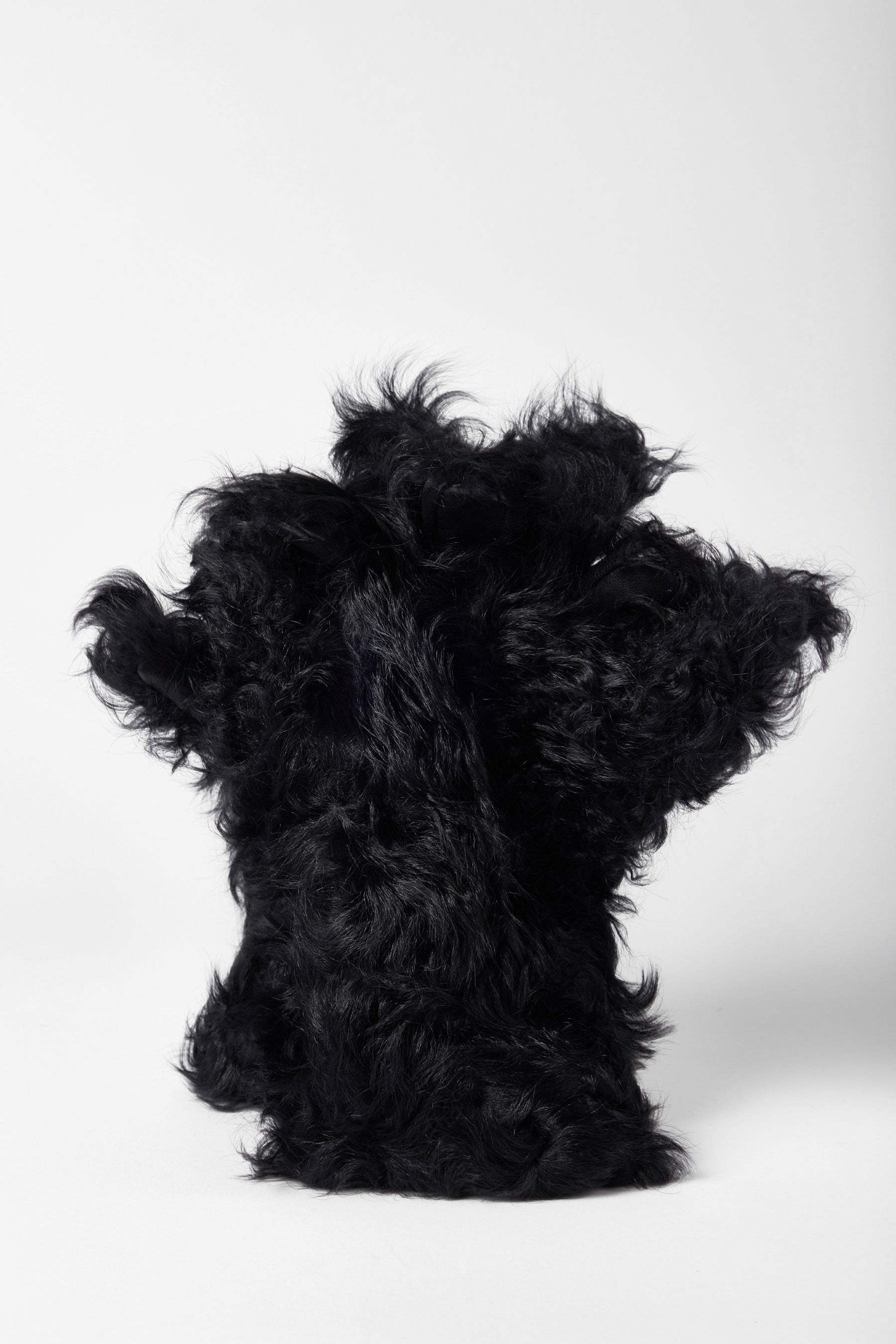Black Fuzzy Lamb Fur Gloves