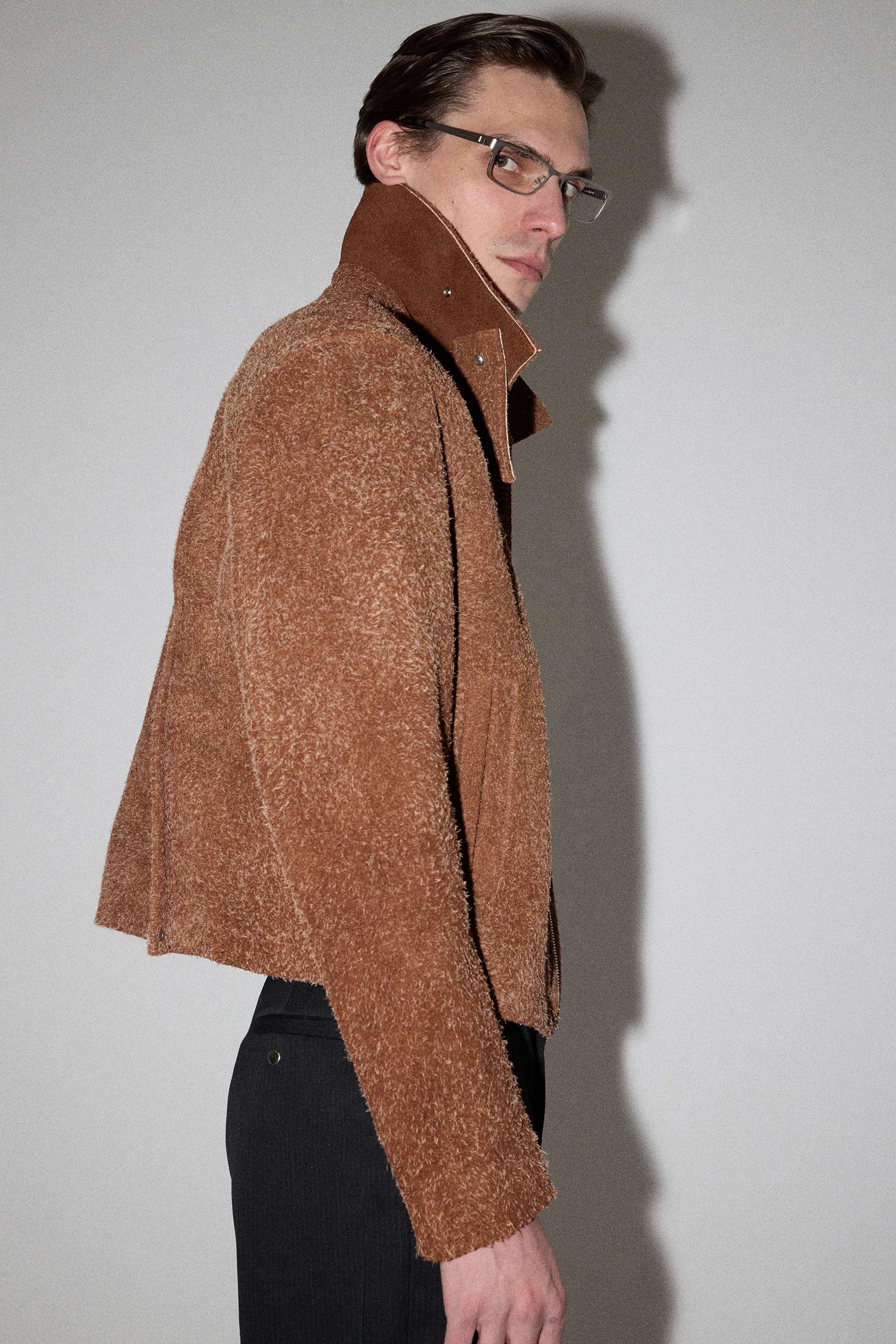 Brown Square Fury Suede Jacket