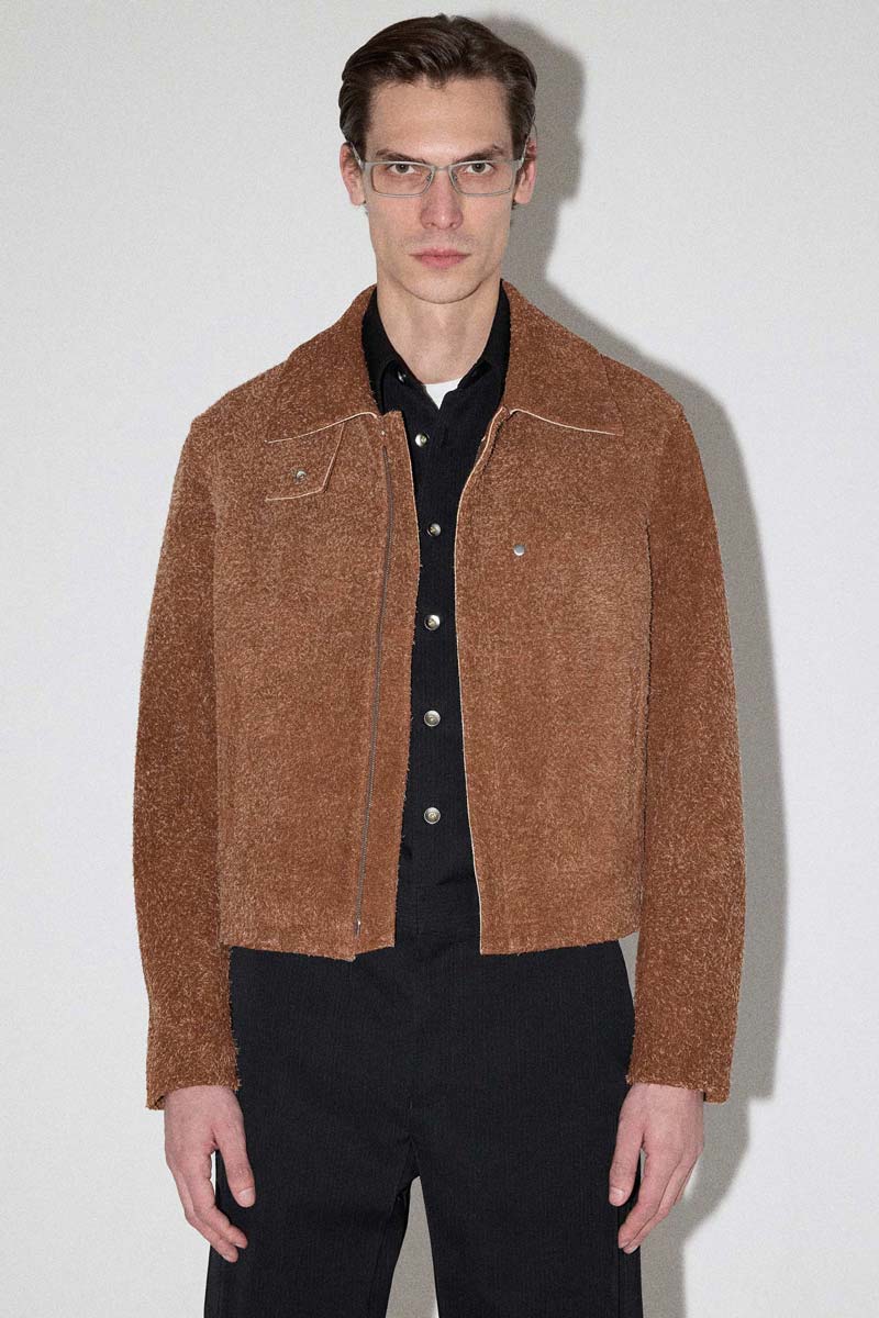 Brown Square Fury Suede Jacket