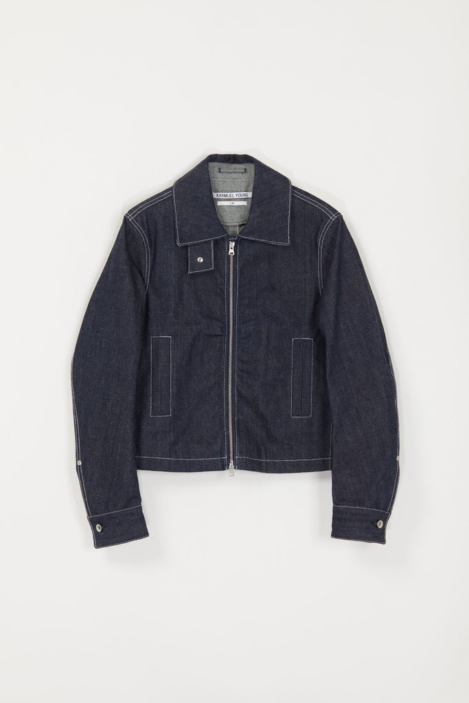 Navy 2-way Pocket Raw Denim Jacket