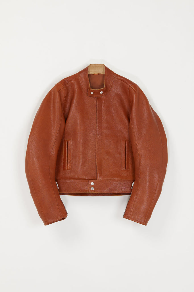 Brown 2-way Pocket Biker Leather Jacket