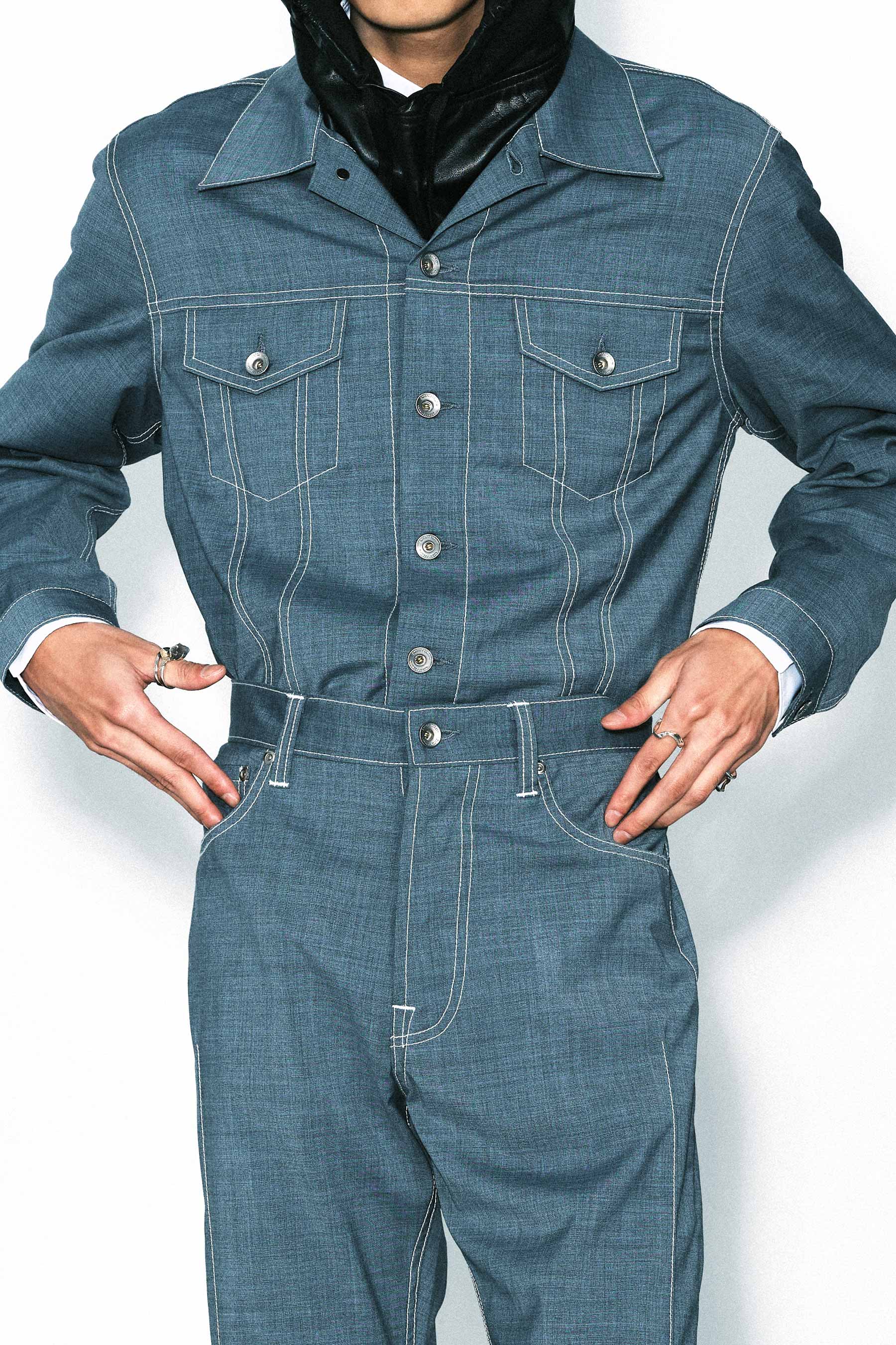 Blue Wool Trucker Jacket