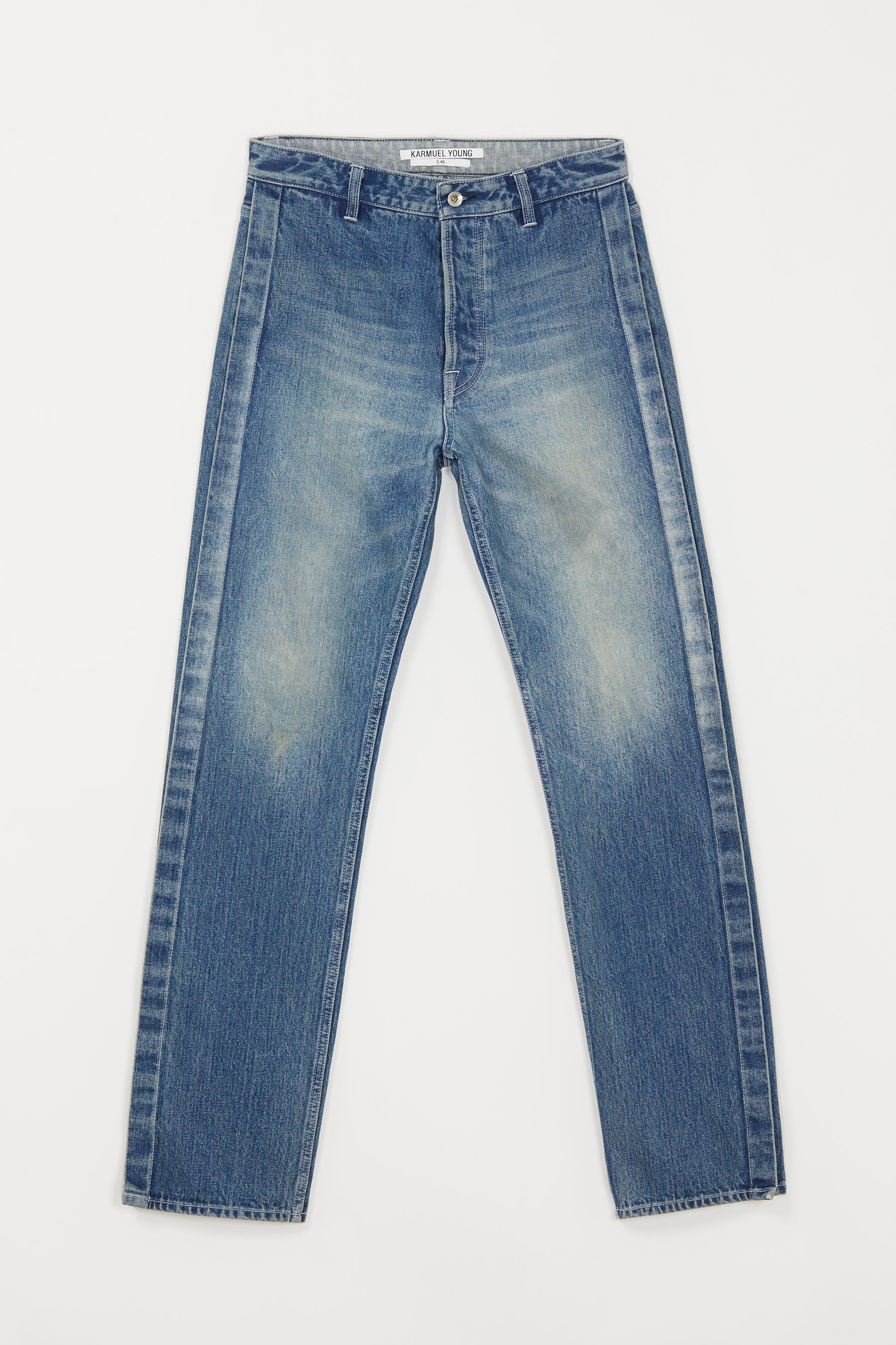 Blue Rectangle XY-plane Washed Jeans