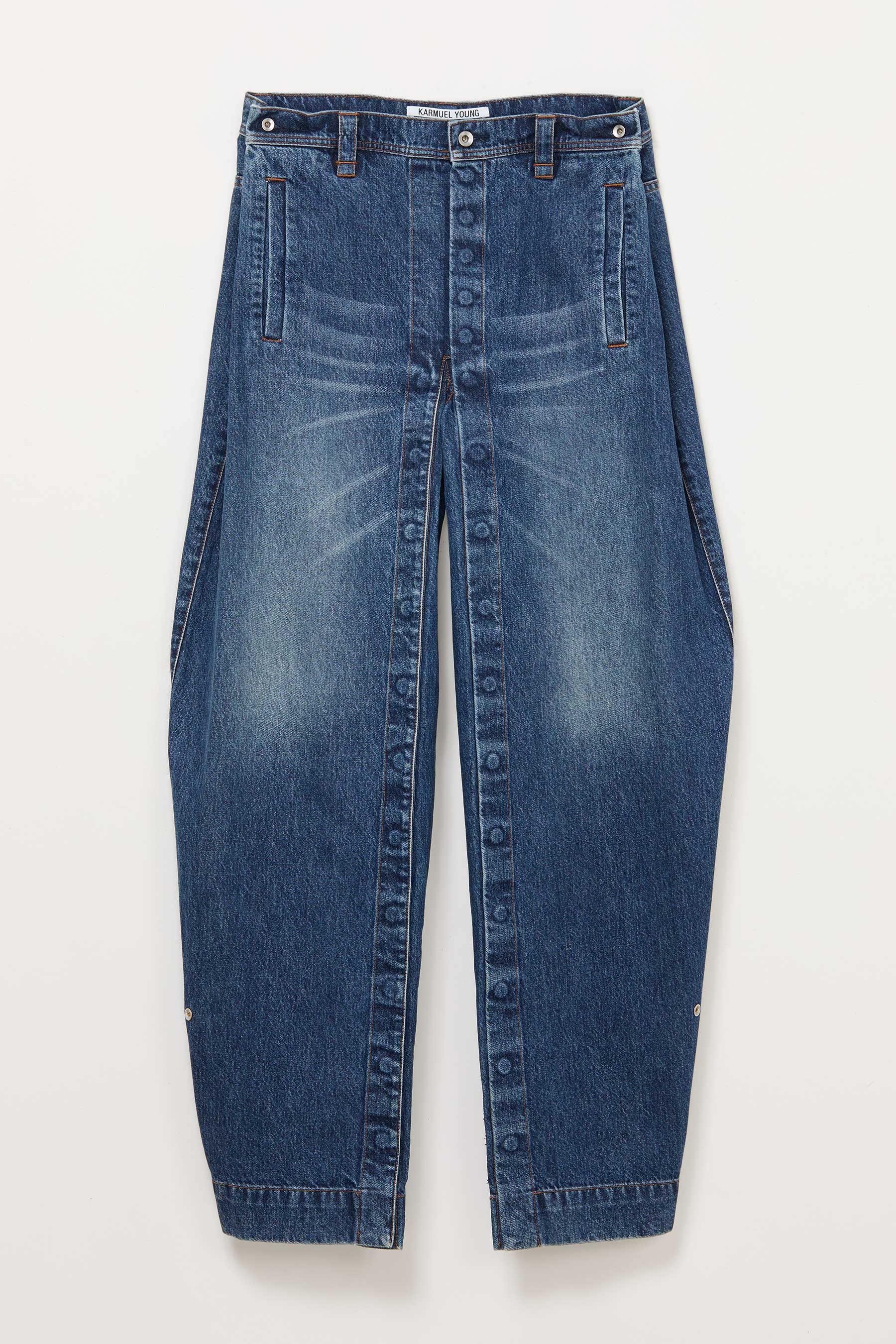 Blue Rectangle XY-plane Washed Denim Jeans