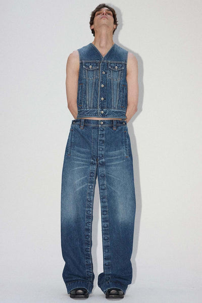 Blue Rectangle XY-plane Washed Denim Jeans