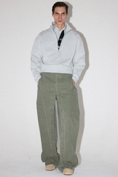 Khaki Green Rectangle XY-plane Washed Jeans