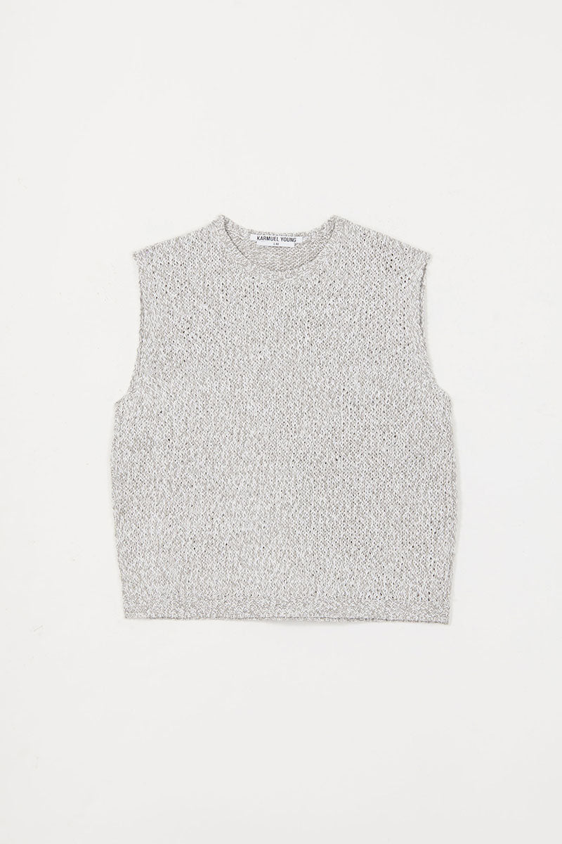 Grey Crew Neck Knit Vest