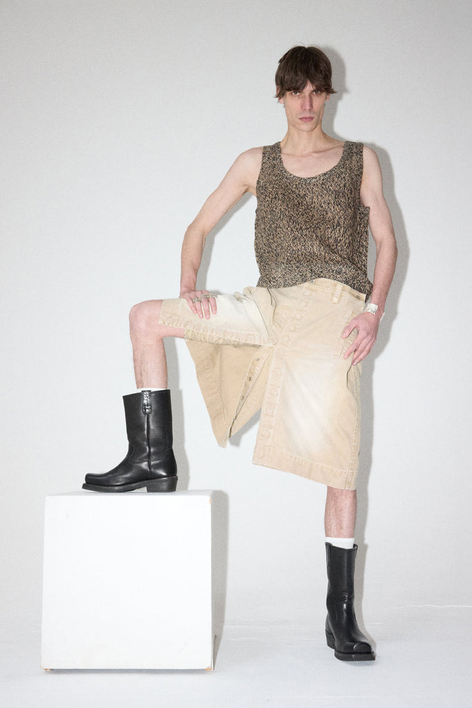 Brown Mixed U-neck Knit Vest