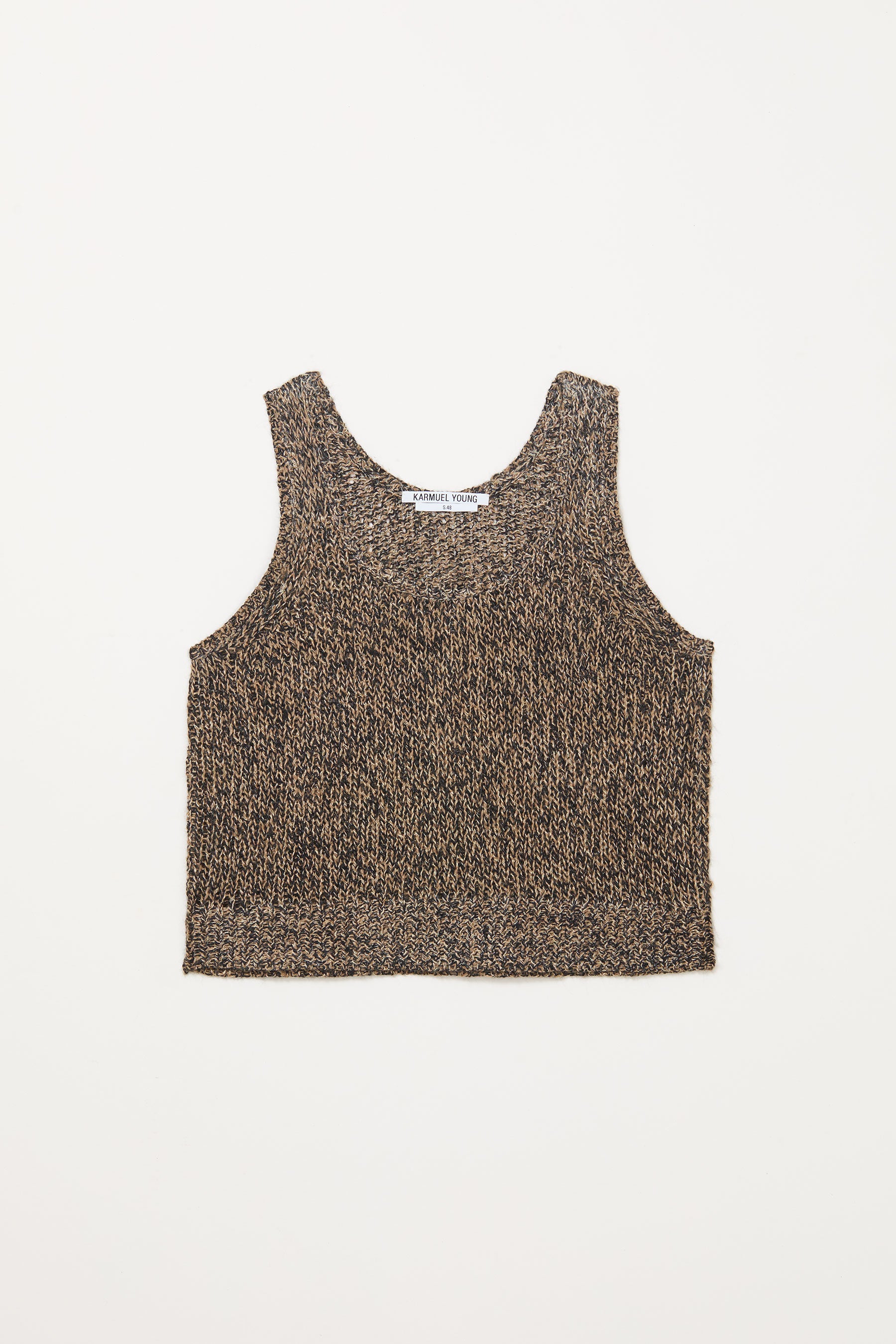 Brown Mixed U-neck Knit Vest