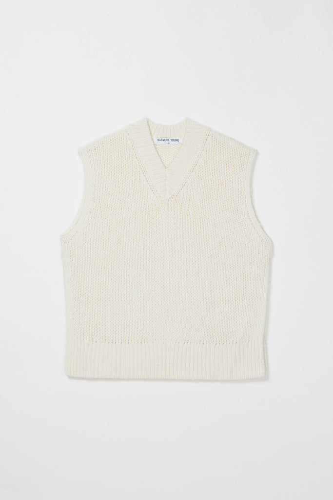 White Wool Oversized Chunky Knitted Vest