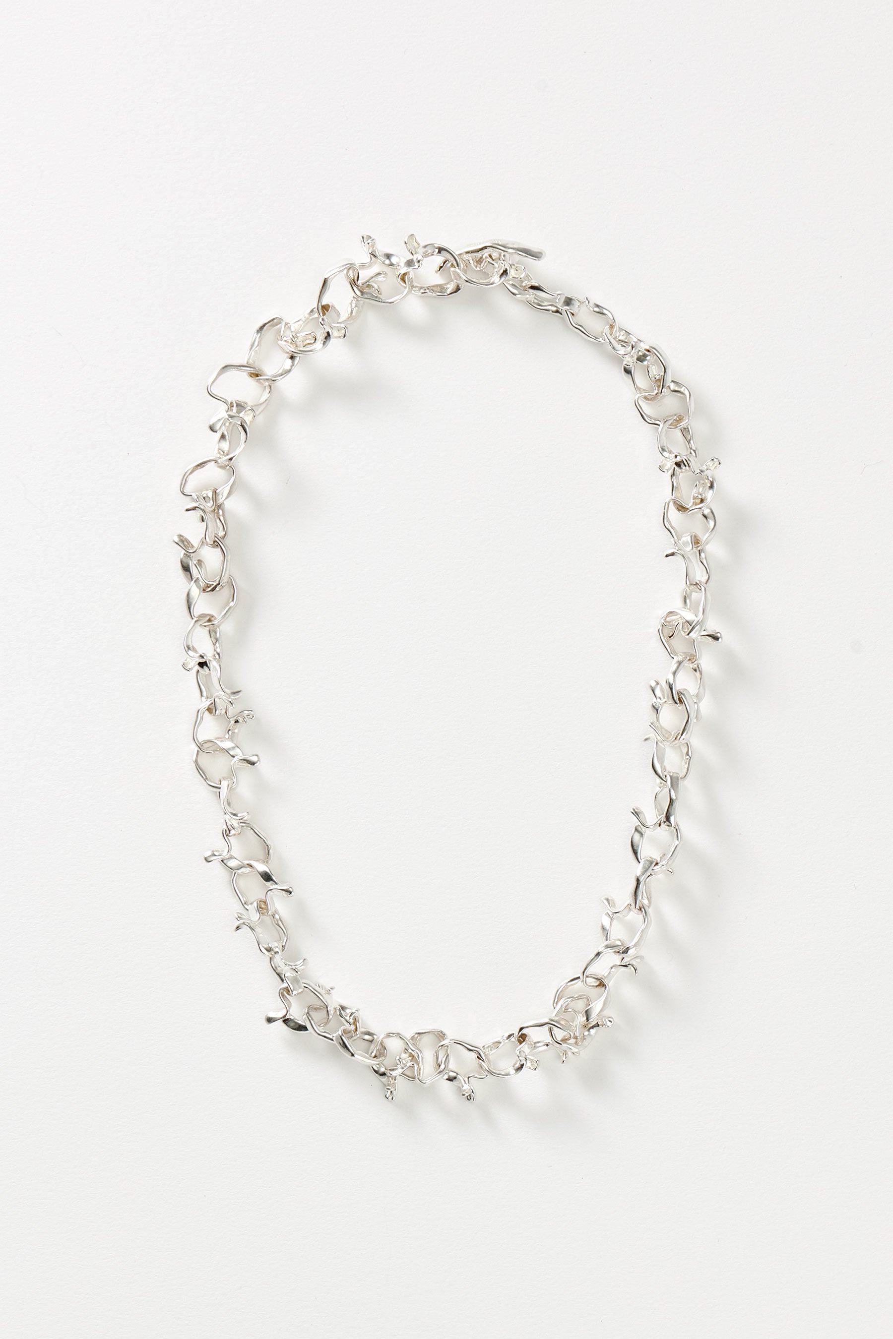 Hammer-crafted Silver Link Necklace, Large