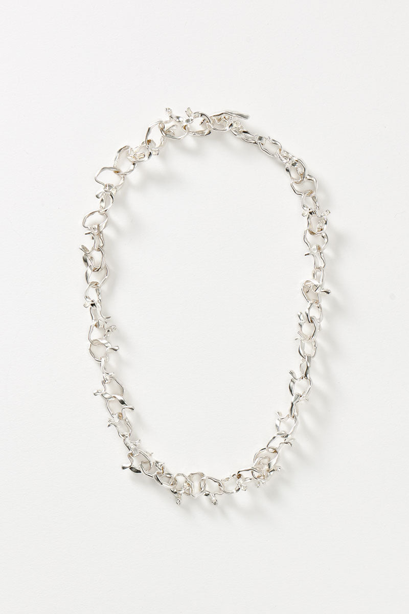Hammer-crafted Silver Link Necklace, Large
