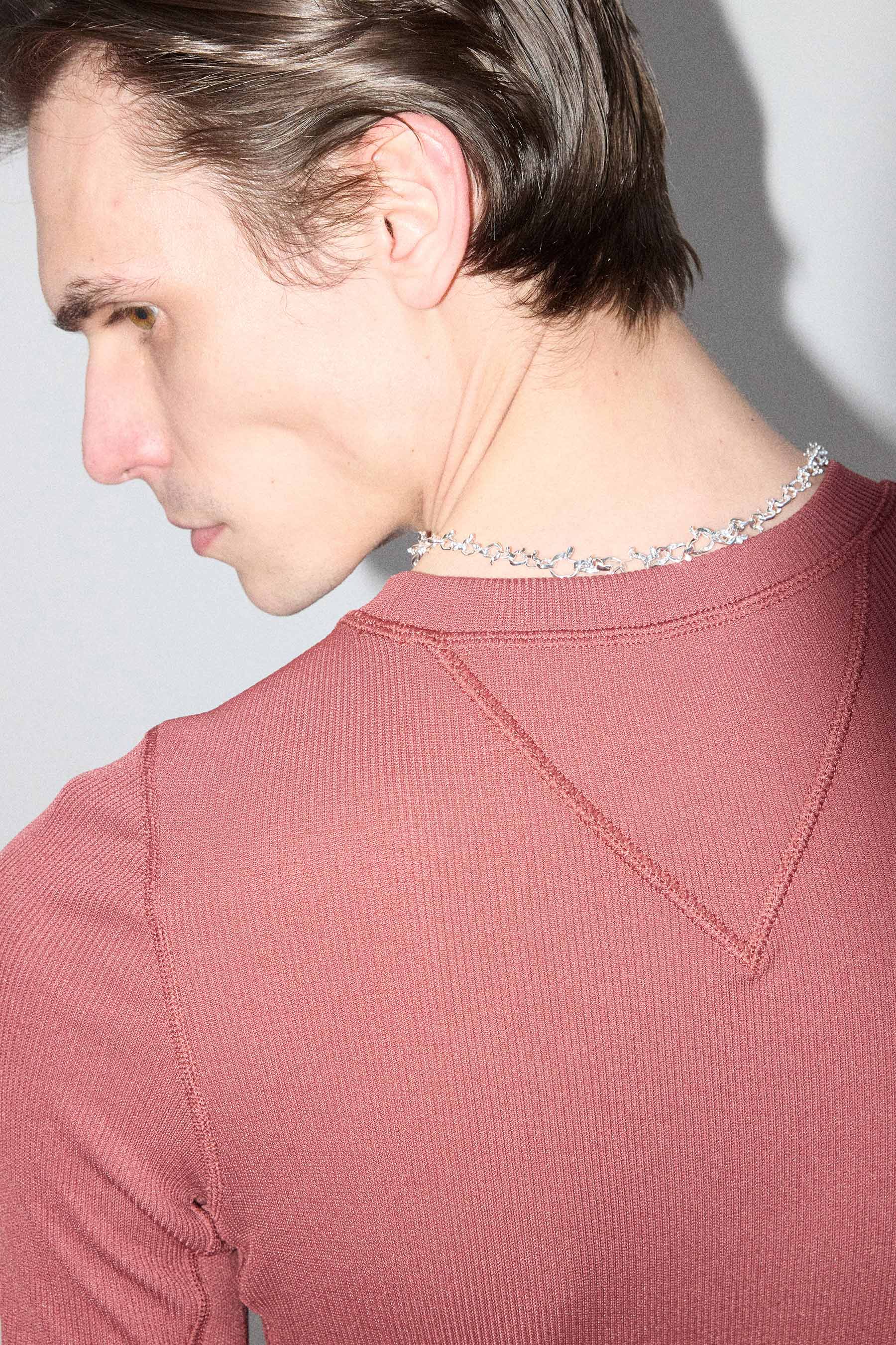 Hammer-crafted Silver Link Necklace, Slim