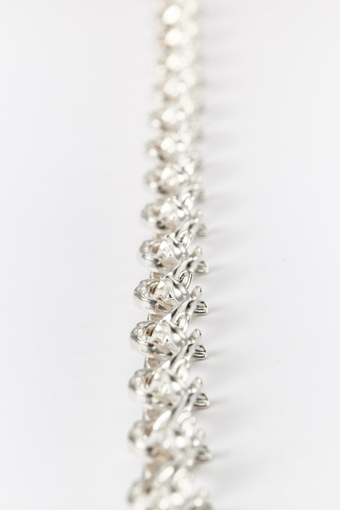 Hammer-crafted Silver Link Necklace, Slim