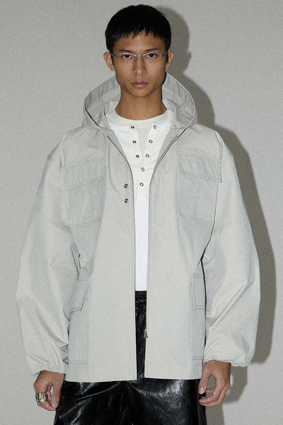 Grey Square Hooded Parka