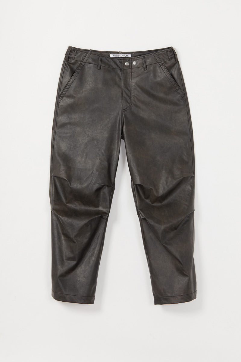 Brown Alt-Leather Biker Track Pants