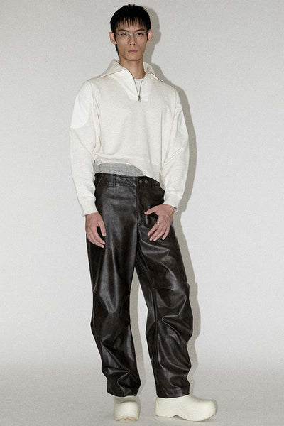 Brown Alt-Leather Biker Track Pants