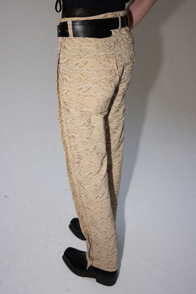 Beige Camouflage Rectangle XY-plane Pants