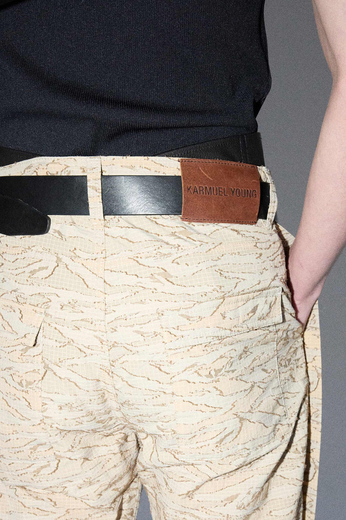 Beige Camouflage Rectangle XY-plane Pants