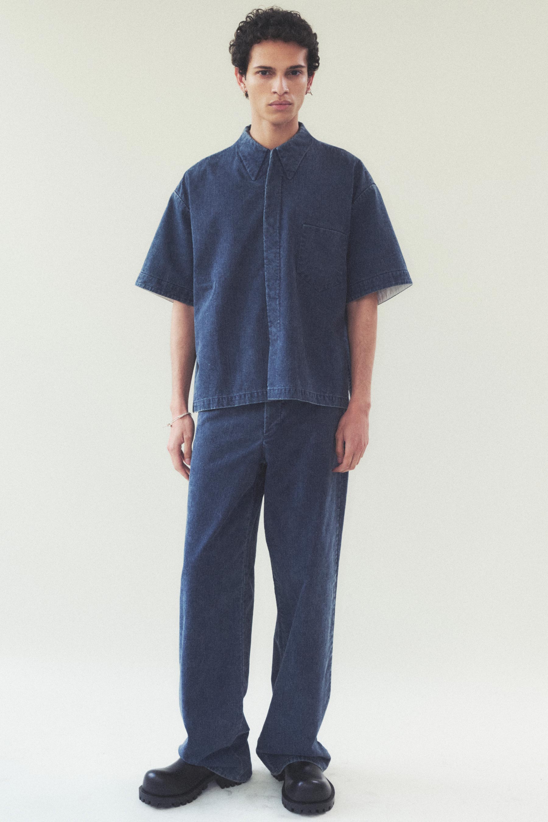 Navy Washed Molded Wide Leg Pants