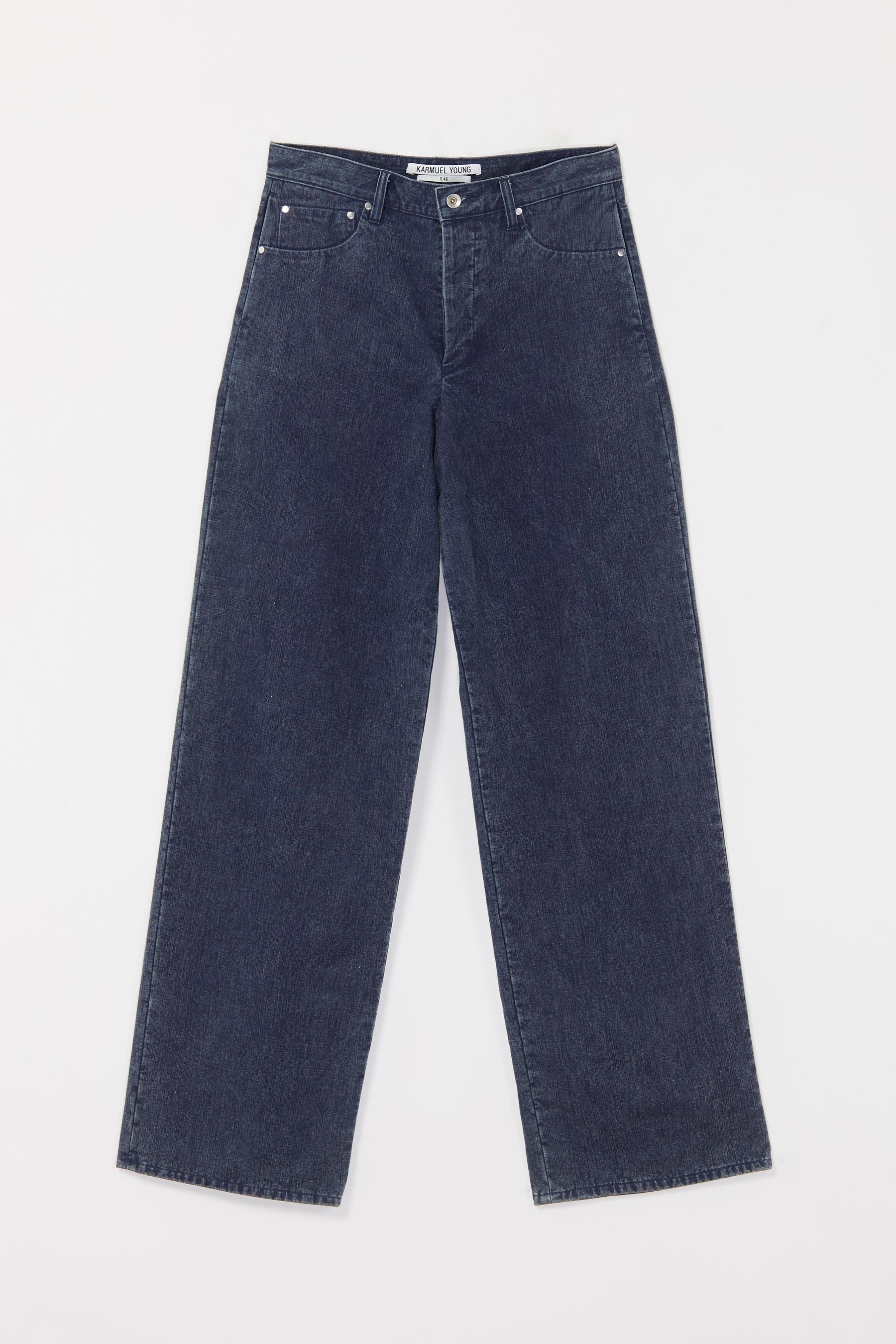 Navy Washed Molded Wide Leg Pants