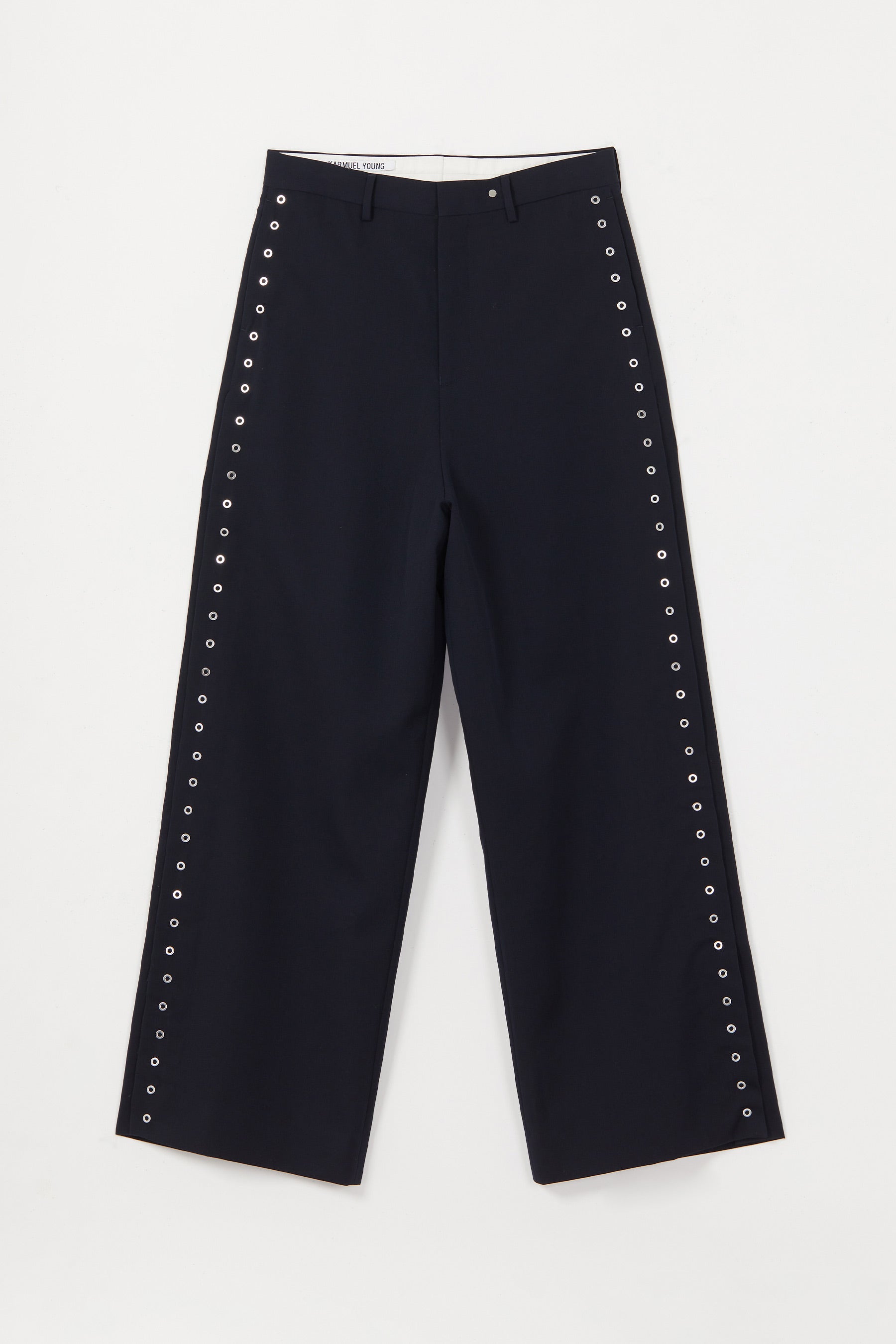 Navy Wide Leg Side Snap Pants