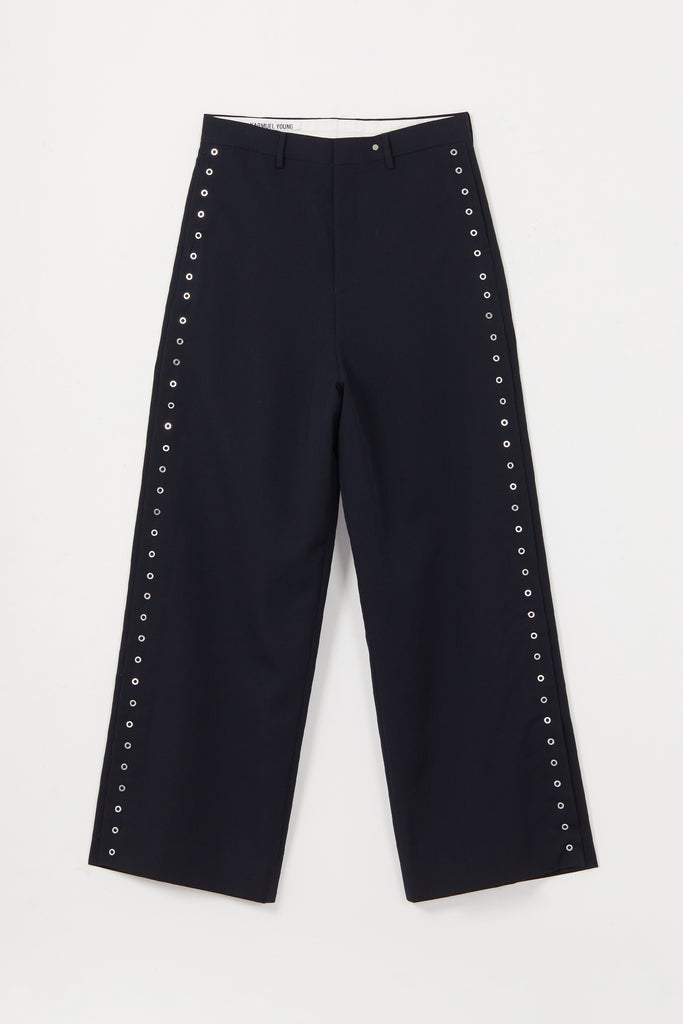 Navy Wide Leg Side Snap Pants