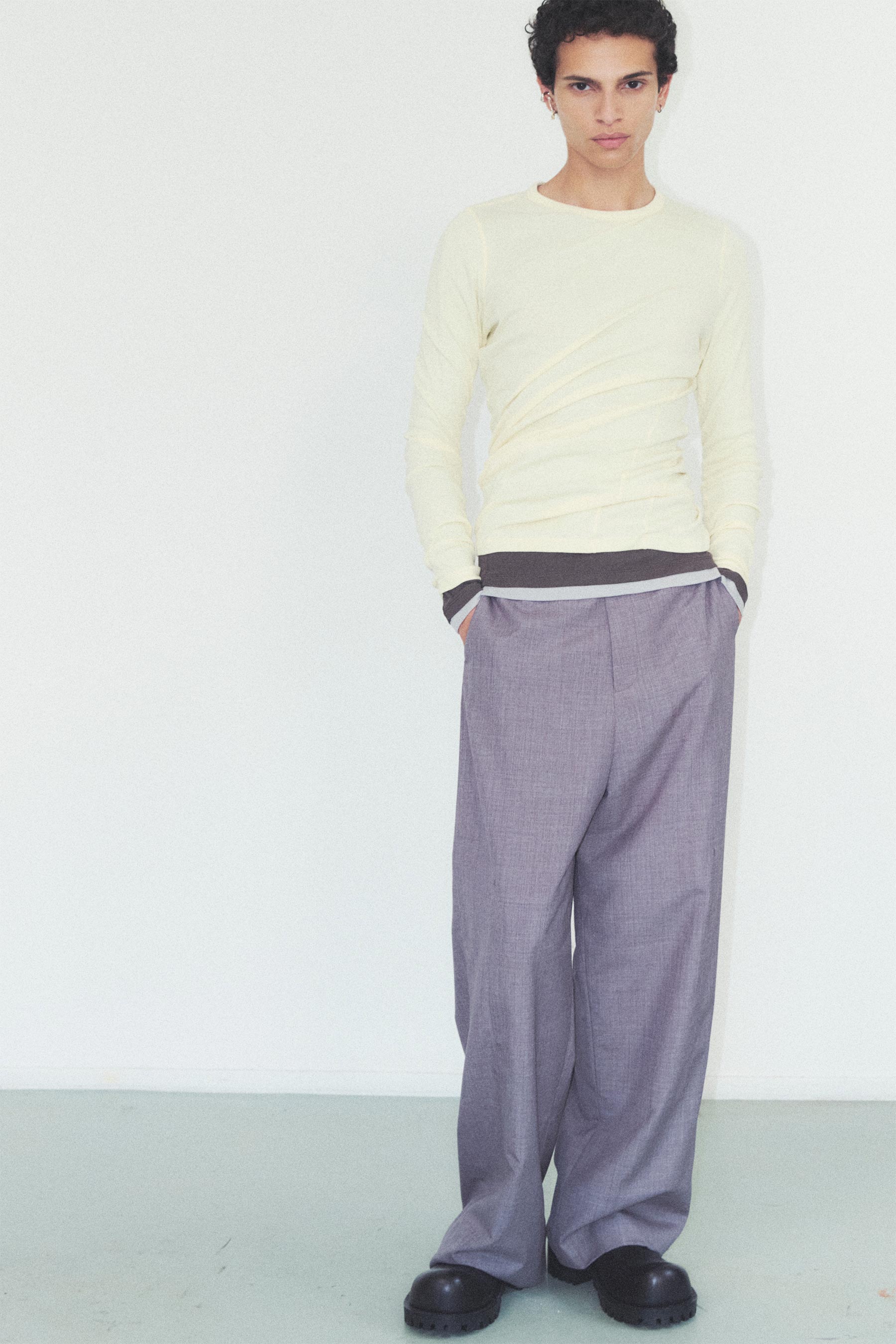 Grey Vacuum Wide Leg Pants