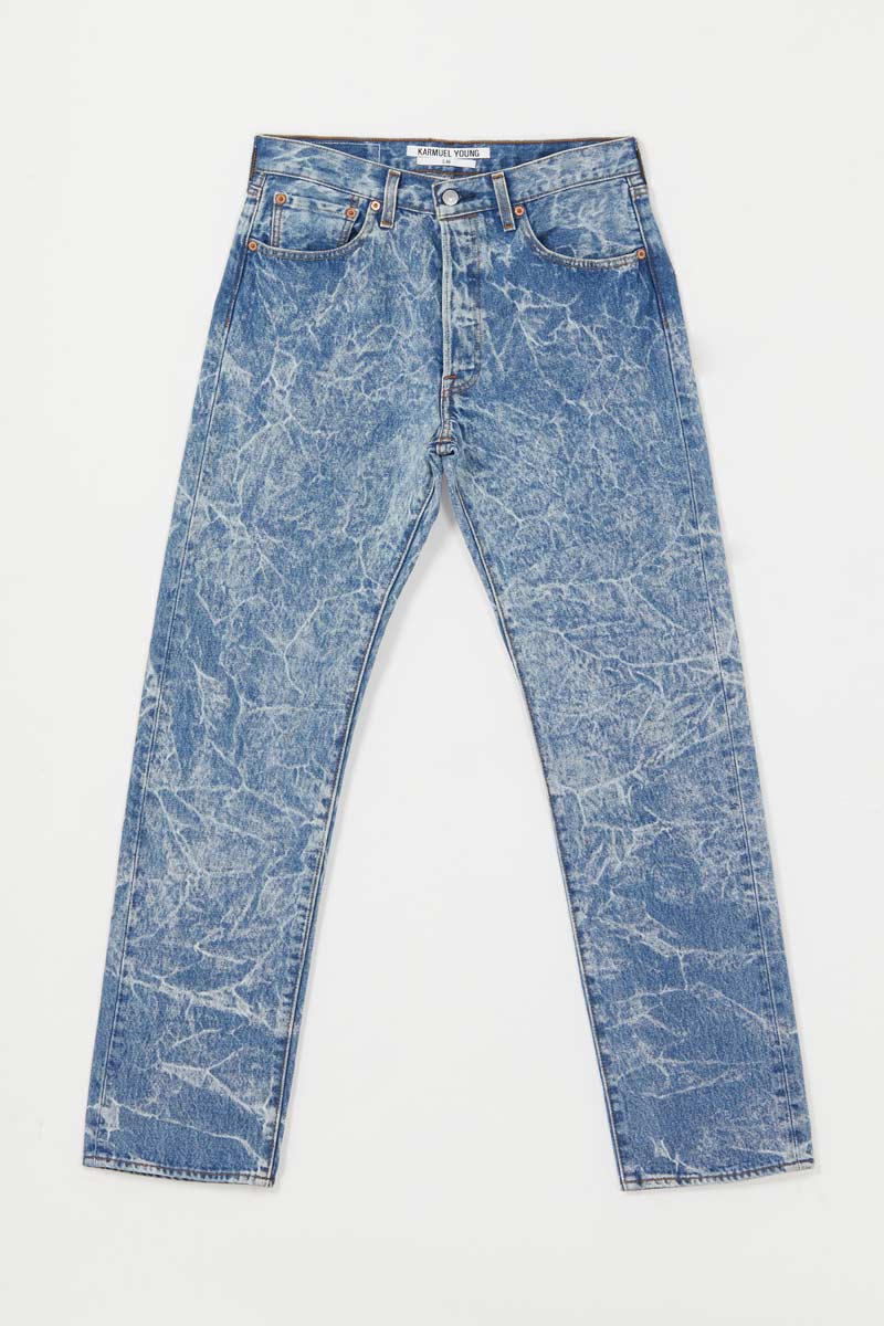 Blue RE-edited Creased Washed Jeans