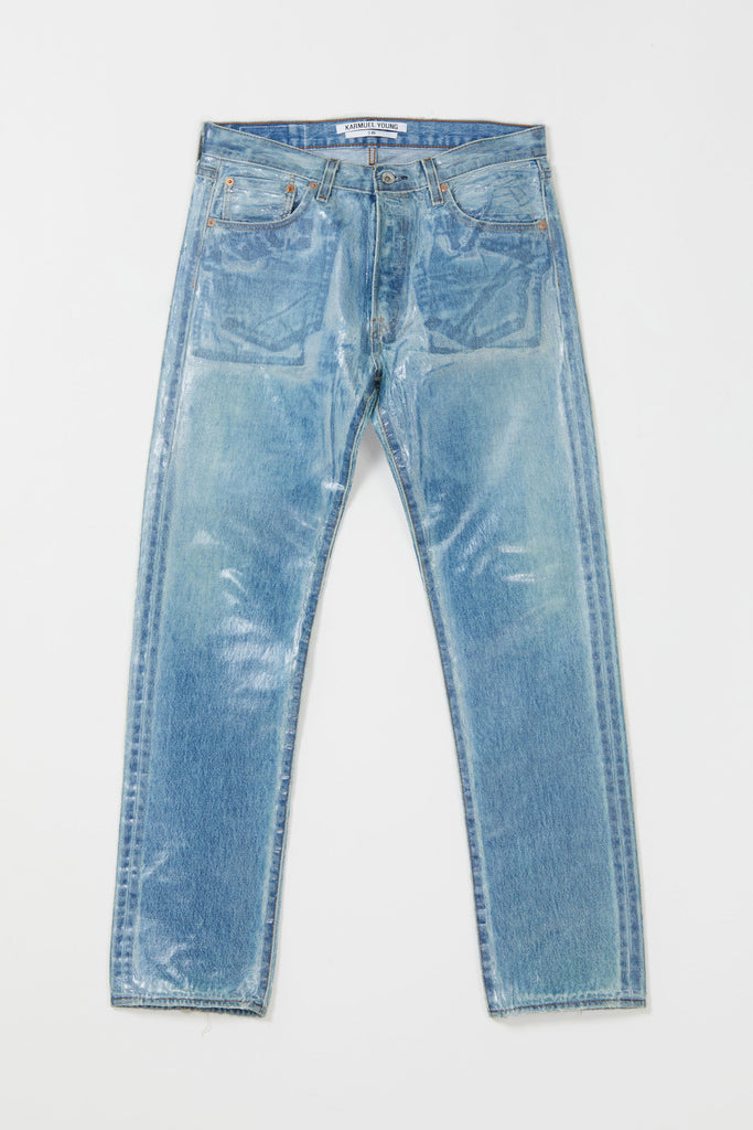 RE-edited Blue overcoating washed 501 Jeans
