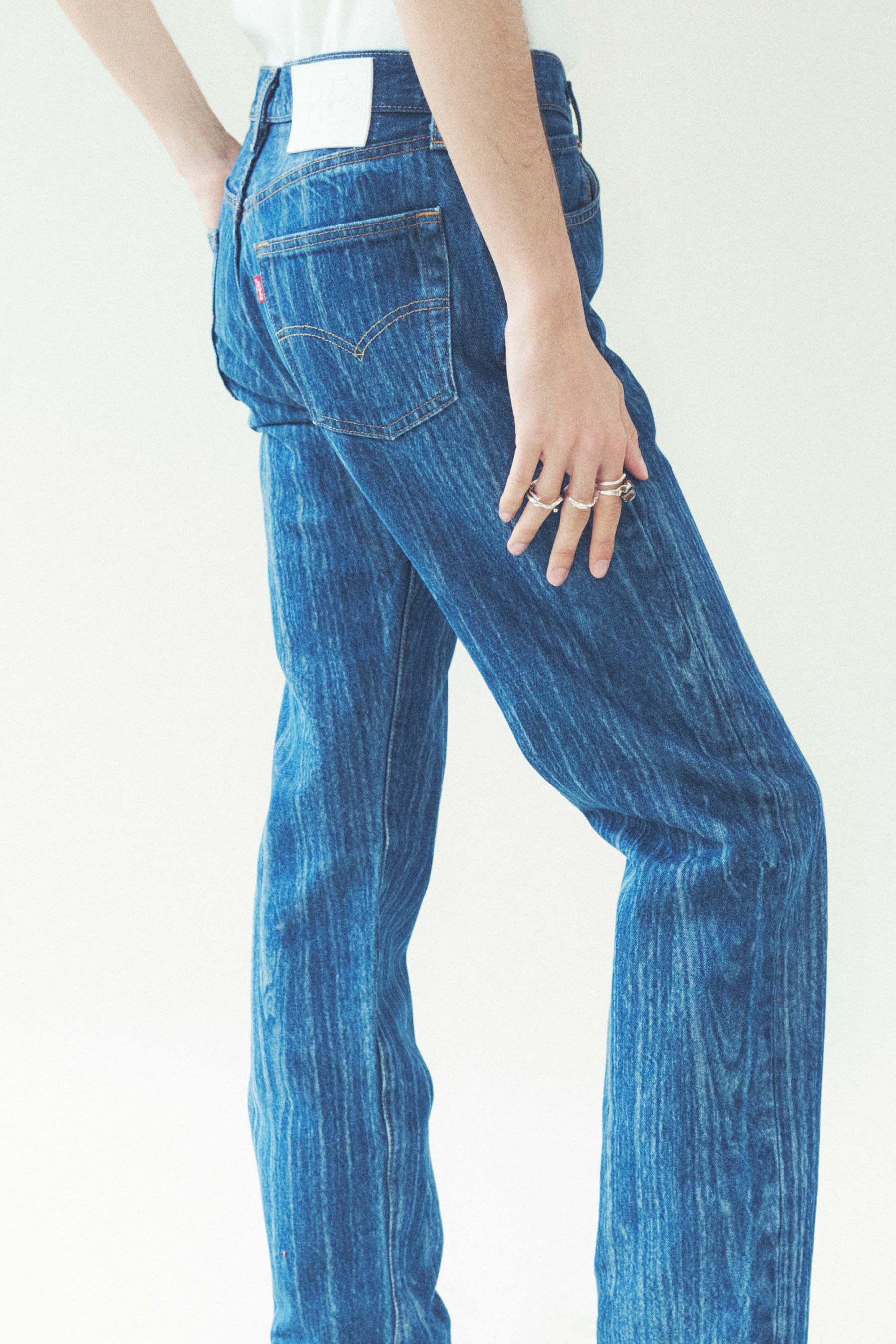 Re-edited Laser Wood Grain Jeans