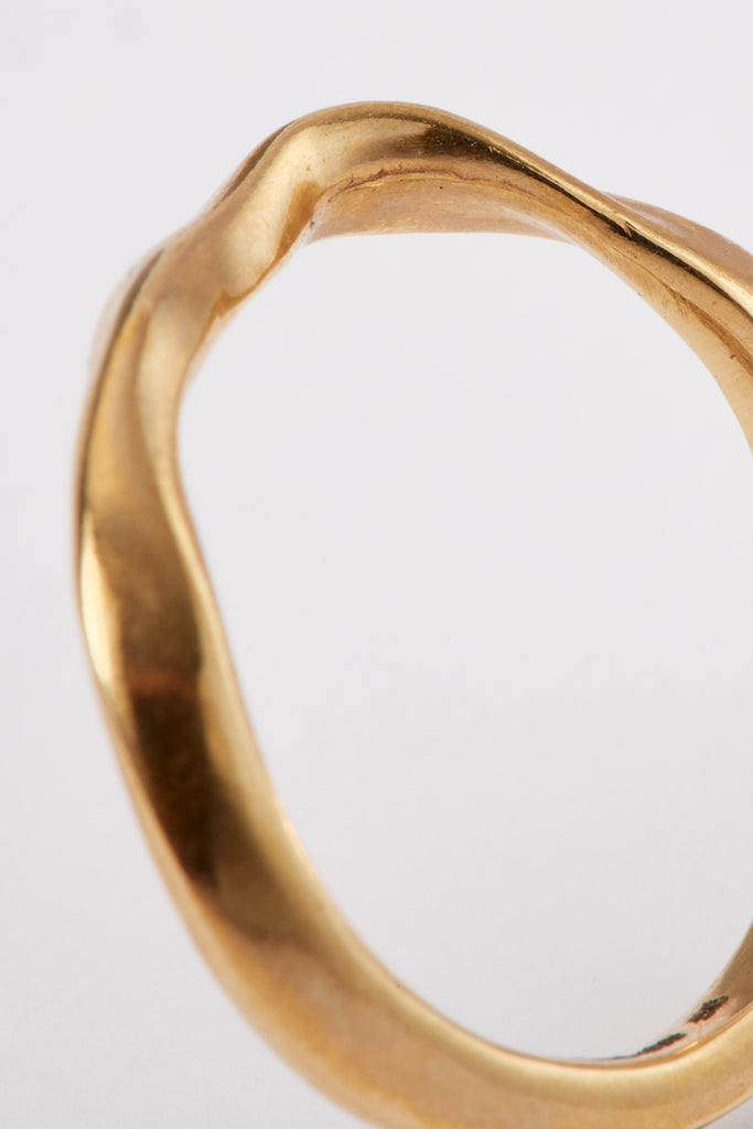 Gold Hammer-crafted Square Tube Ring