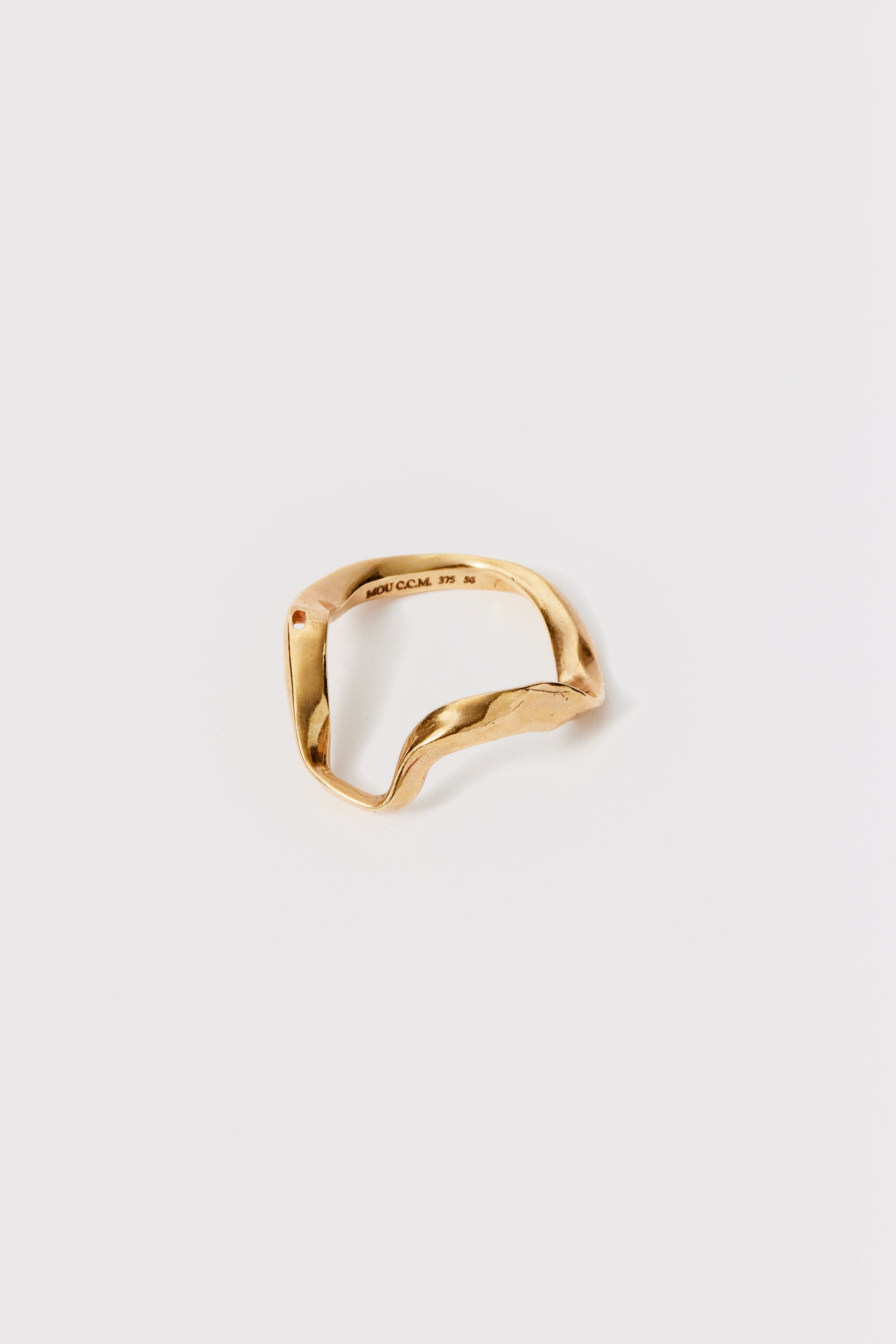 Gold Hammer-crafted Square Tube Ring