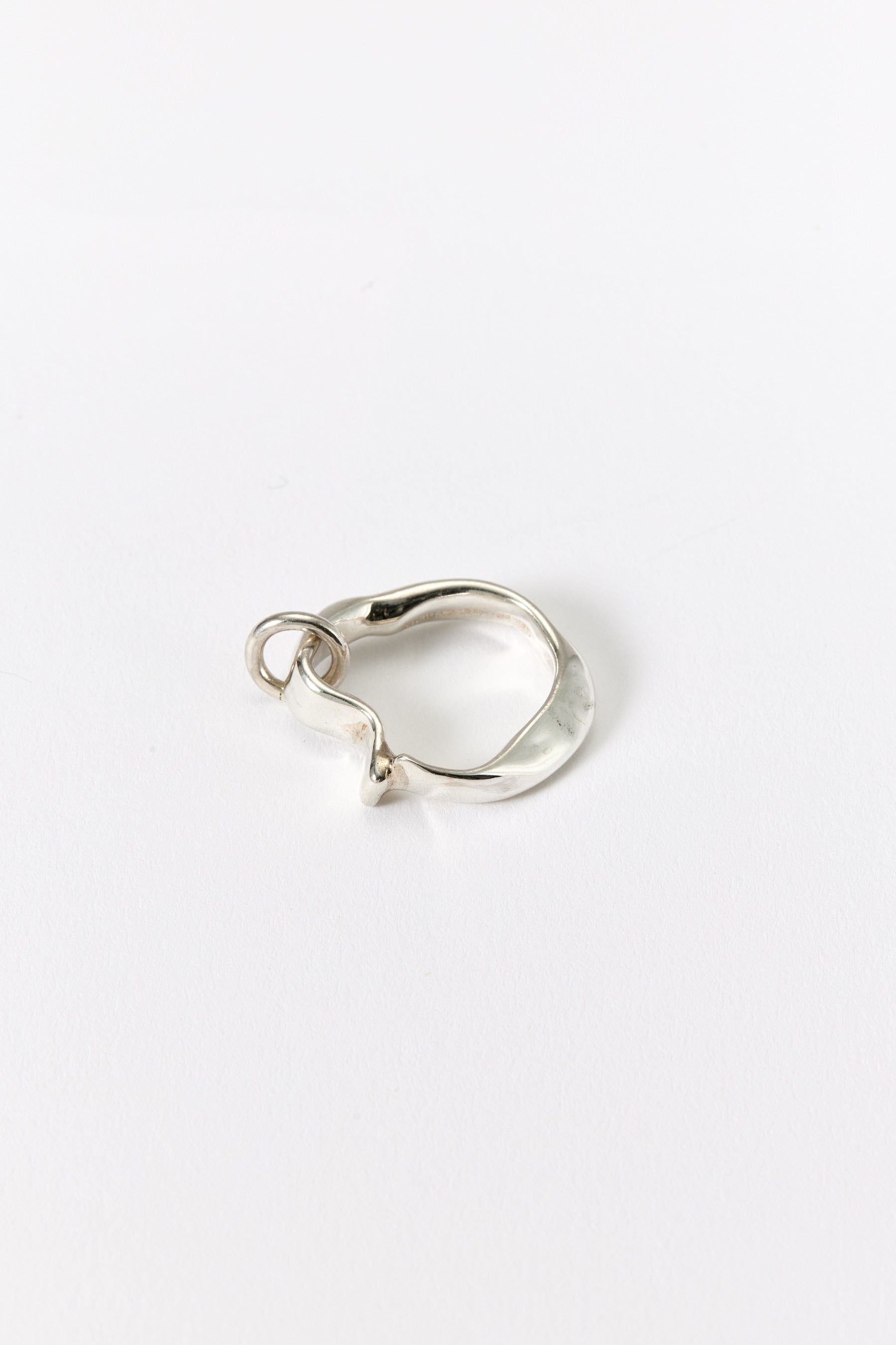 Hammer-crafted Silver Tube Ring with Ring
