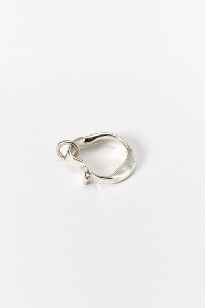 Hammer-crafted Silver Tube Ring with Ring
