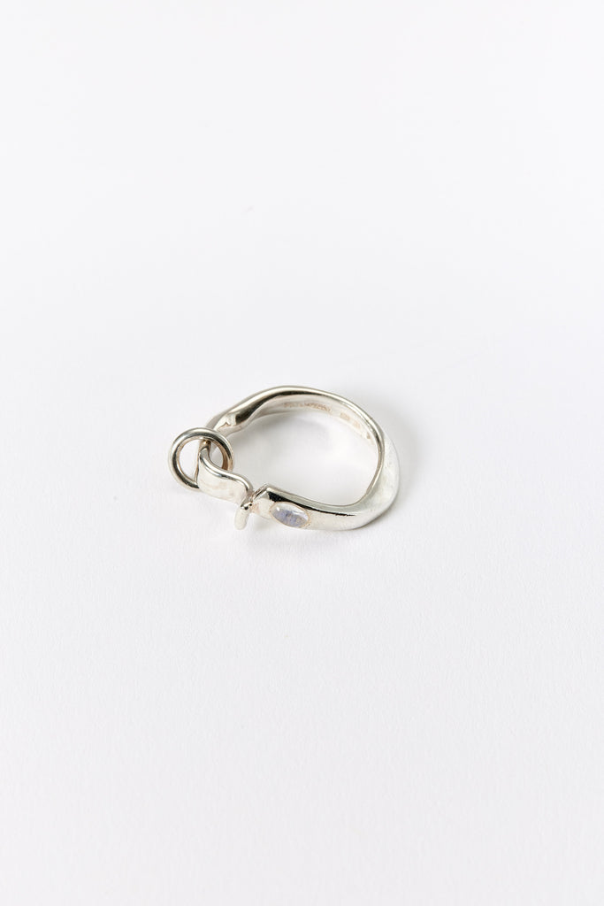 Hammer-crafted Silver Ring with Moon Stone