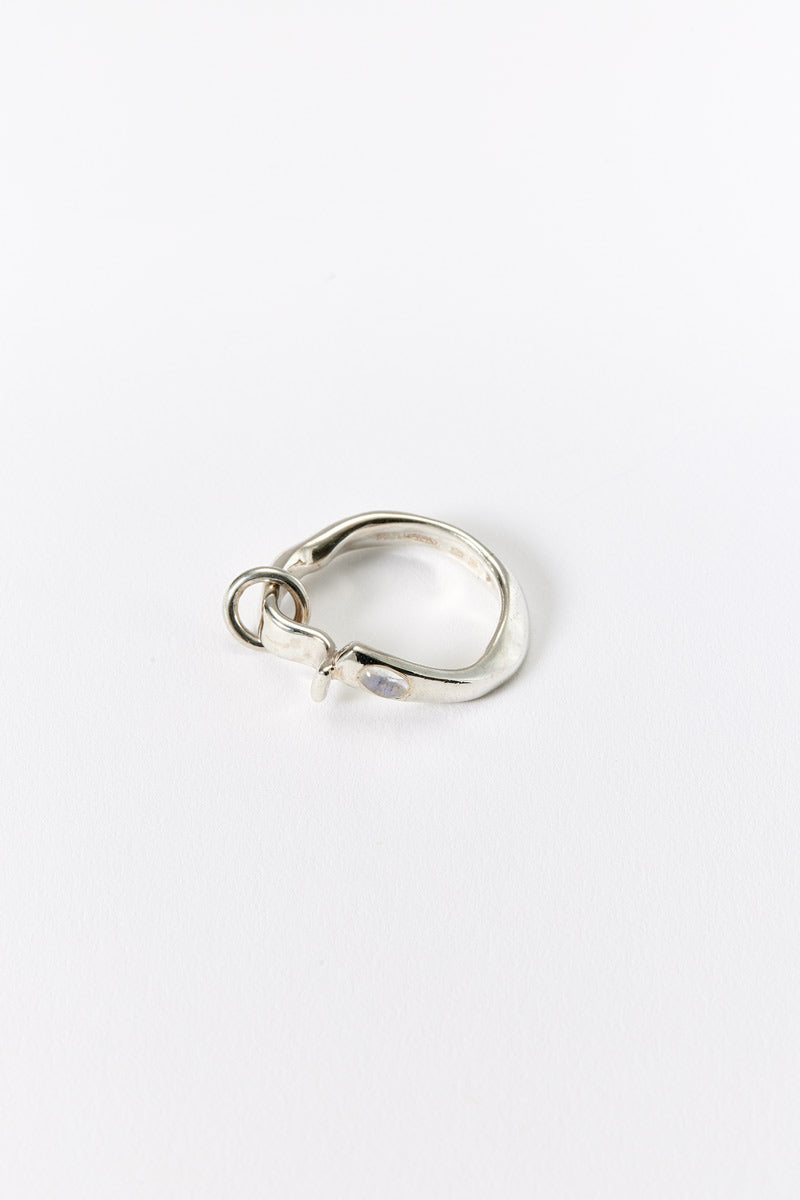 Hammer-crafted Silver Ring with Moon Stone