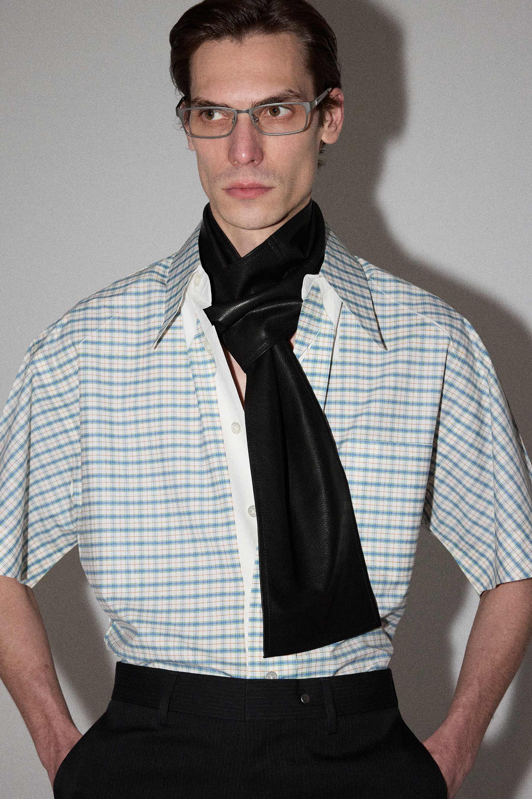 Black Lamb Leather Scarf