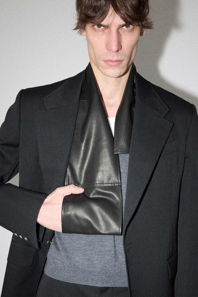 Black Lamb Leather Scarf