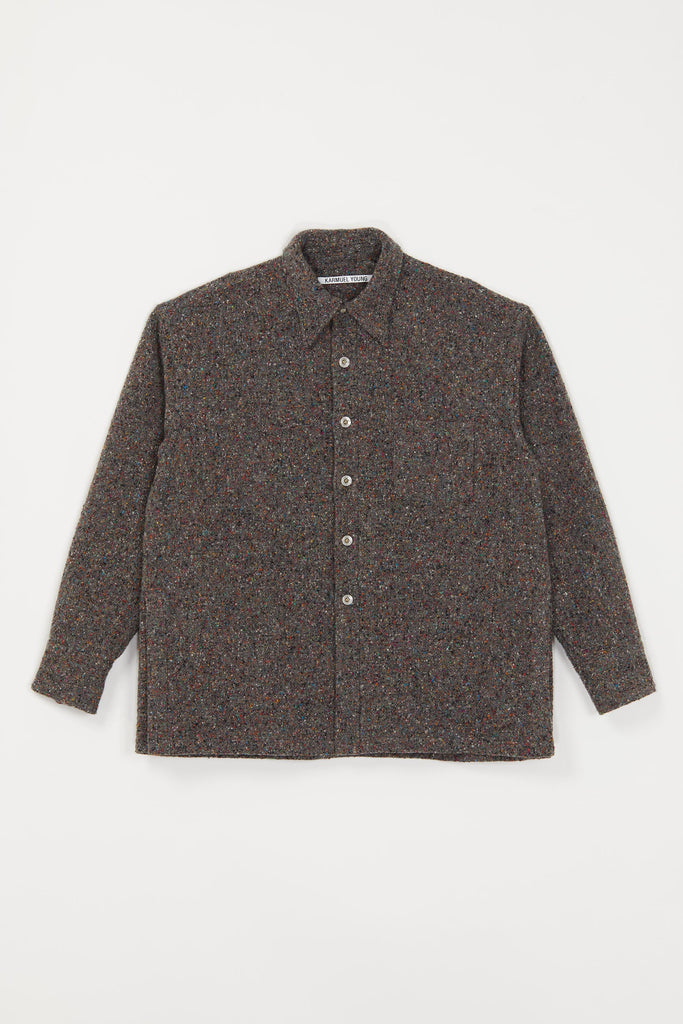 Mixed Color Wool Square Shirt Jacket