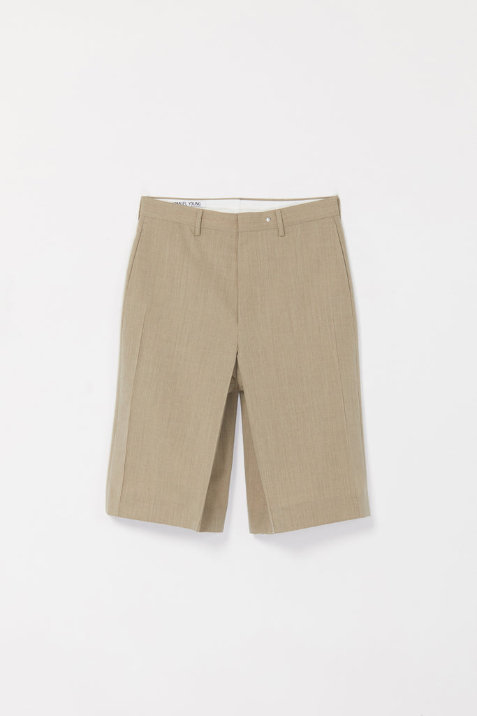 Beige Wool Cuboid Shorts