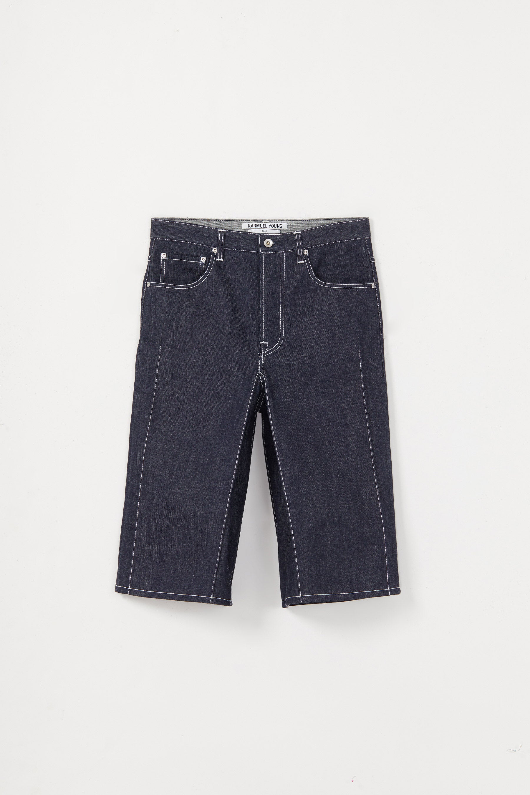 Navy Raw Denim Cuboid Shorts