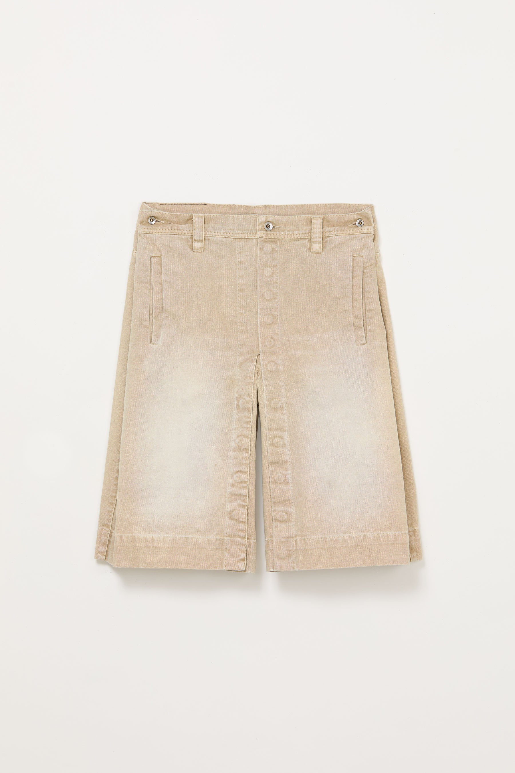 Beige Rectangle XY-plane Washed Shorts